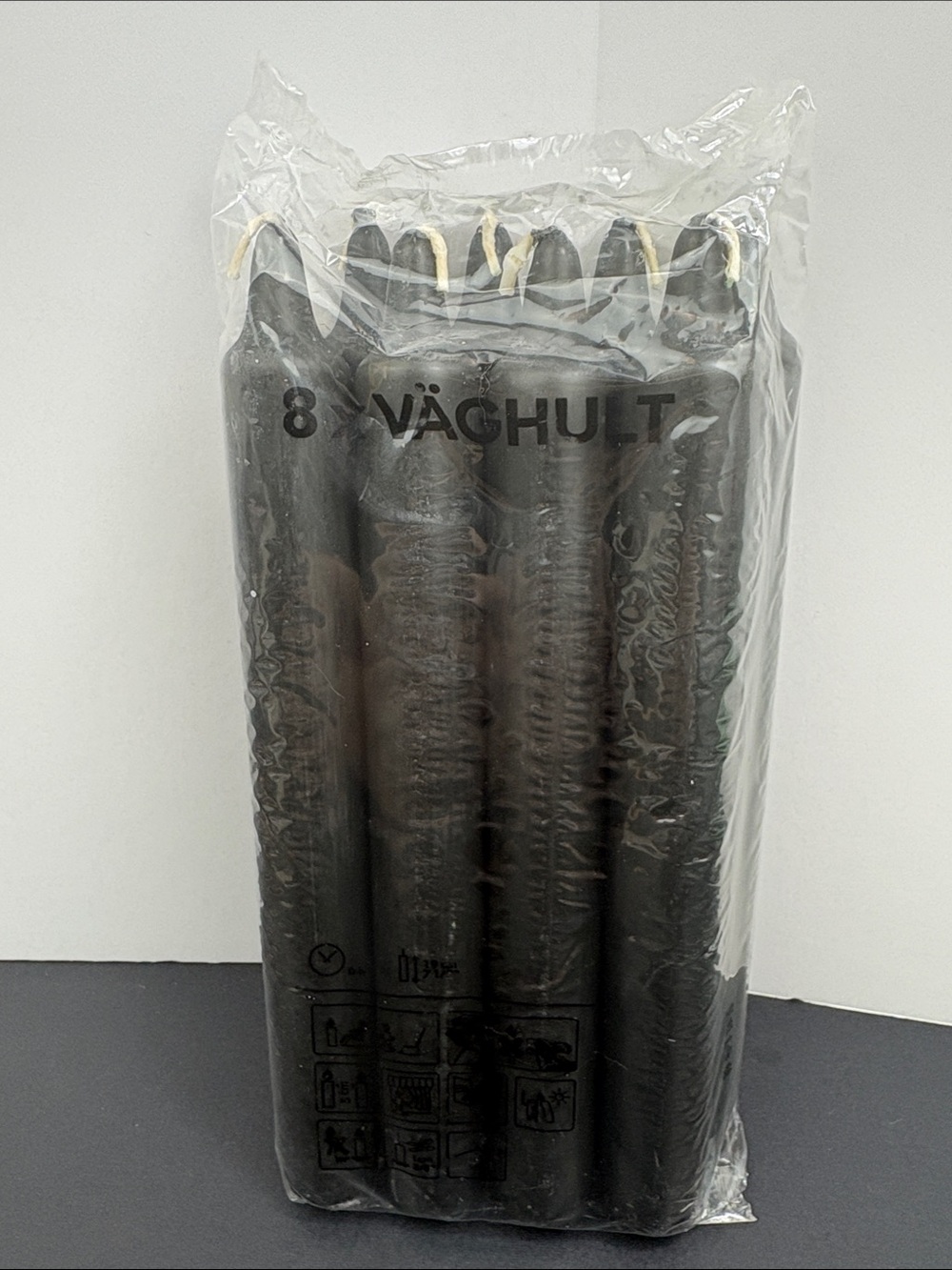 IKEA VÄGHULT Black Taper Candle Pack of 8 Unscented Discontinued